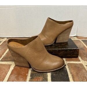 Kork-Ease Challis Chunky Leather Brown Mules Women's 7 Stacked Heels Shoes